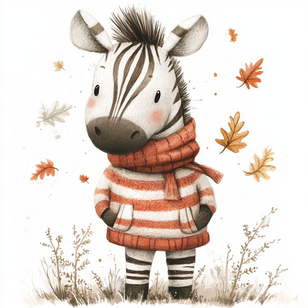 zebra Midjourney Guide PDF For Cozy Autumn Animals Watercolors