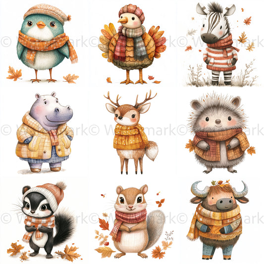 Midjourney Guide PDF For Cozy Autumn Animals Watercolors