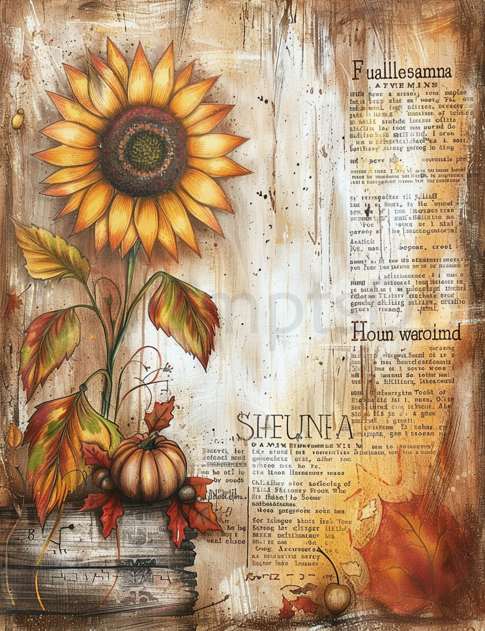 Sunflower Midjourney Prompts For Cozy Autumn Scrapbooking Papers