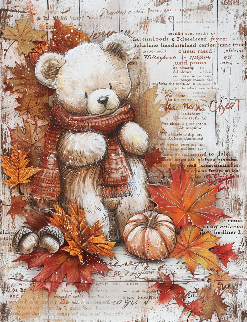 Bear Midjourney Prompts For Cozy Autumn Scrapbooking Papers