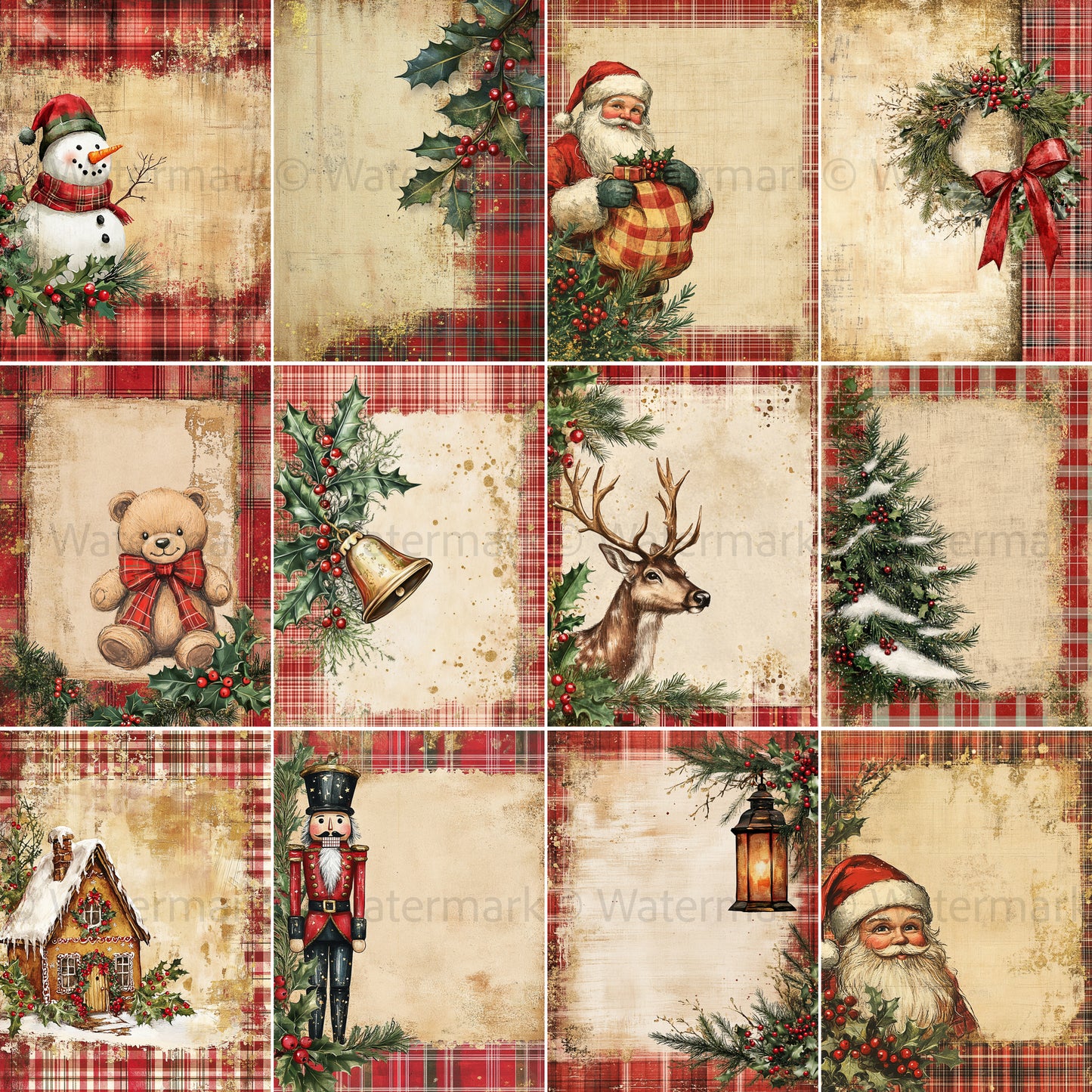 Midjourney Guide Prompts for Cozy Christmas Red Plaid Papers