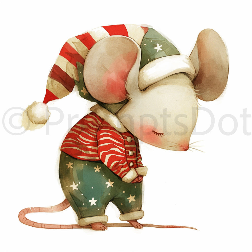 a cute mouse Cozy Cute Christmas Clipart Midjourney Prompts