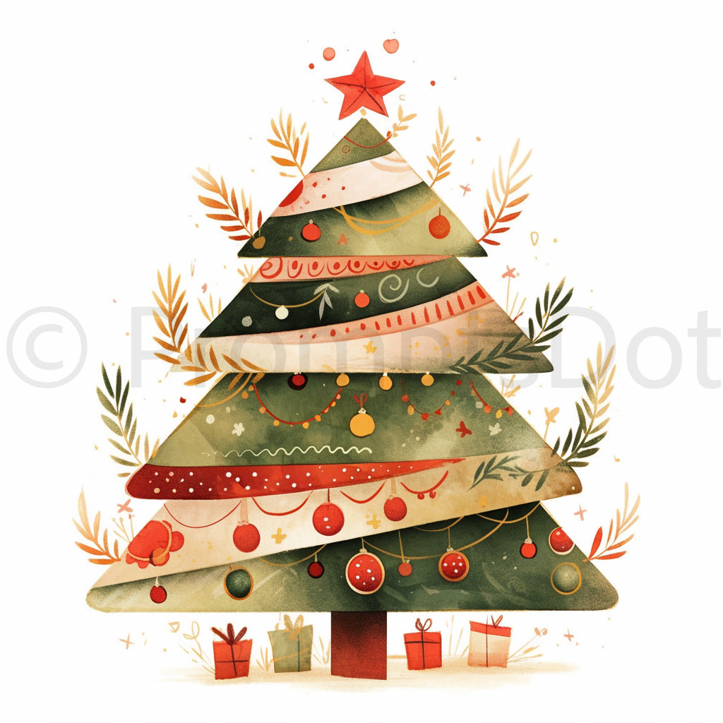 christmas tree Cozy Cute Christmas Clipart Midjourney Prompts