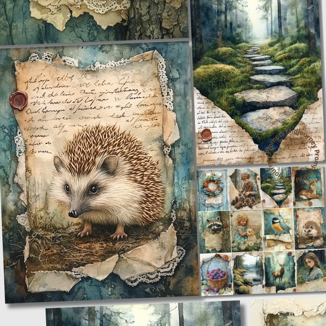 Midjourney Guide Prompts for Memory Cards Cozy Woods Ephemera