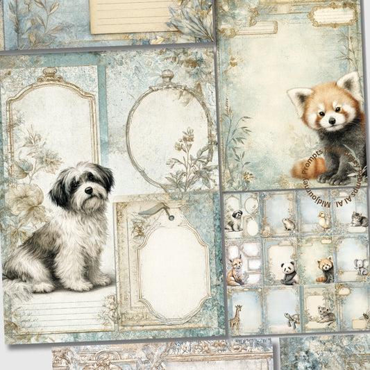 Midjourney V 7 Prompts for Cute Animal Tag Journal Pages
