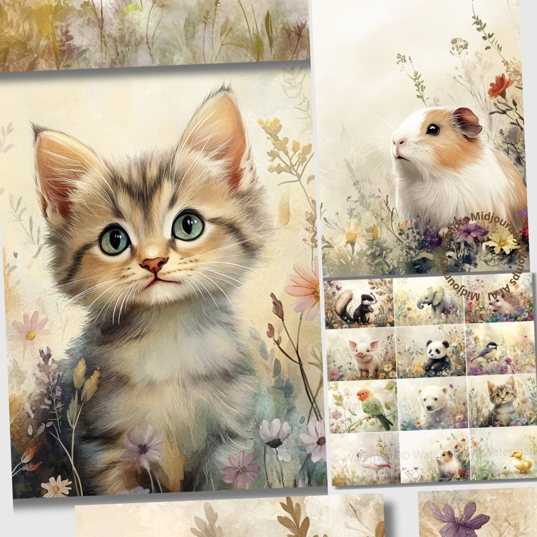 Midjourney Prompts for Tender And Adorable Animal Digital Papers