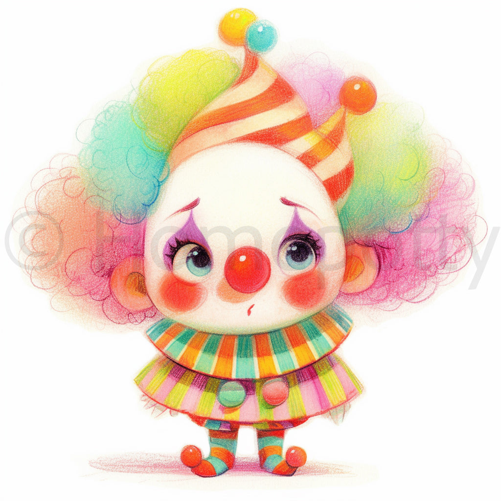 a cute clown Happy Birthday Clipart Midjourney Prompts