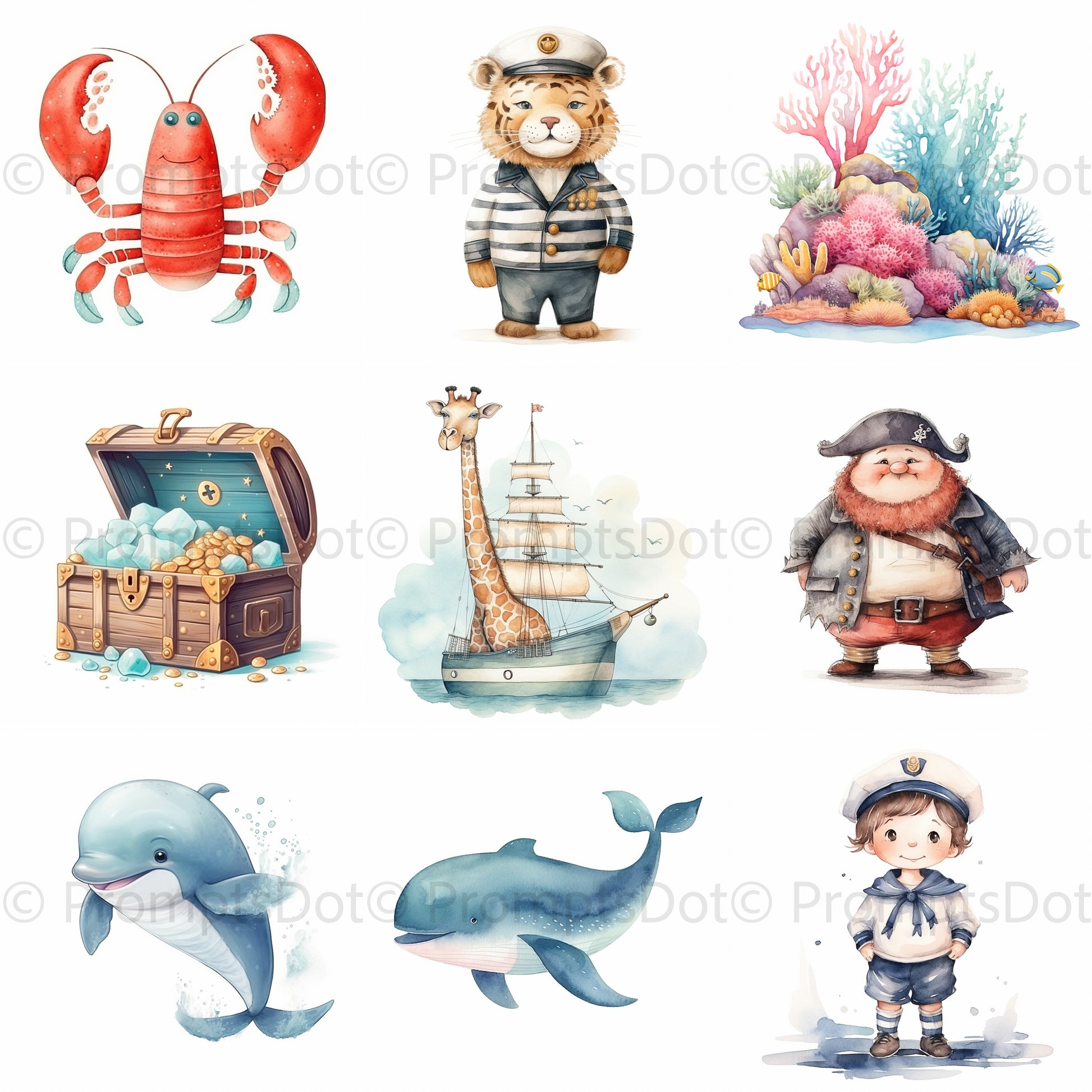 Cute Children Illustrations Sea Drawings Midjourney Prompt Commercial Use