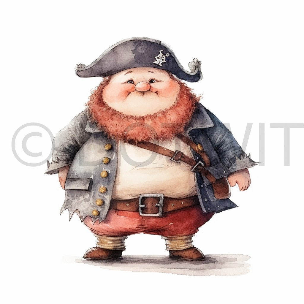 a cute pirate Cute Children Digital Sea Drawings and Midjourney Prompt Commercial Use
