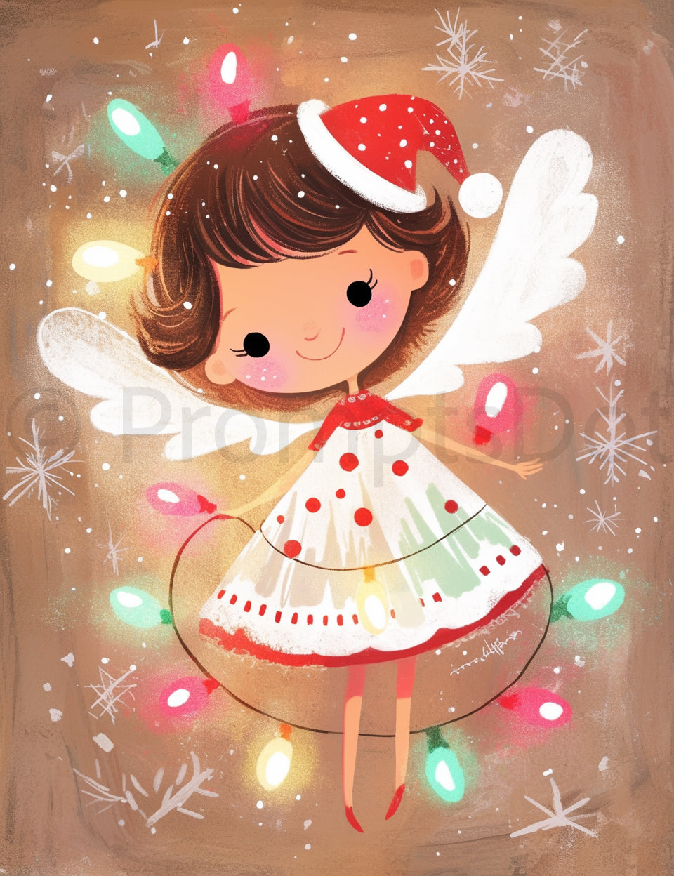 an angel Midjourney Prompts For Sweet Cute Christmas Digital Papers