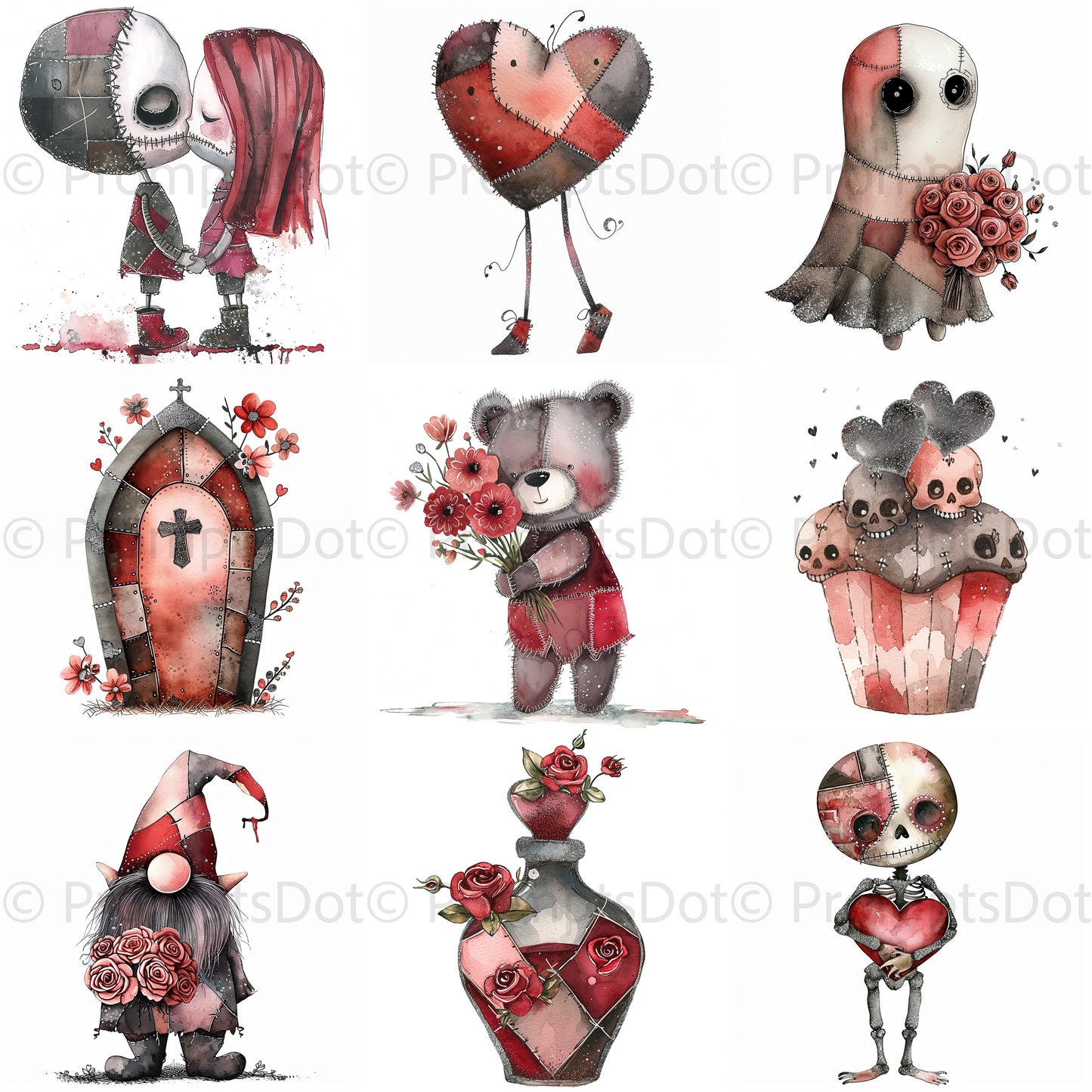 Cute Spooky Valentines Design Midjourney Prompt