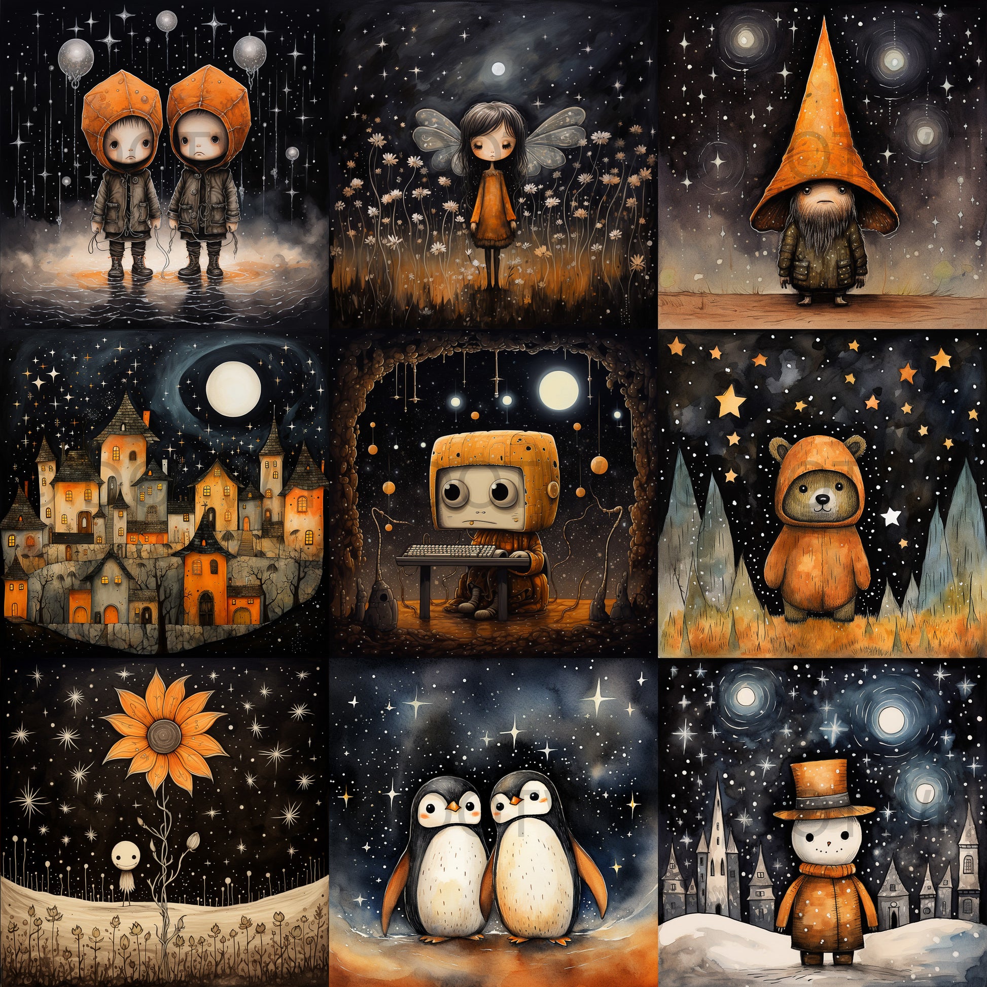 Cute Gothic Cards Surrealist Art For Kids Digital Art and Midjourney Prompt Commercial Use