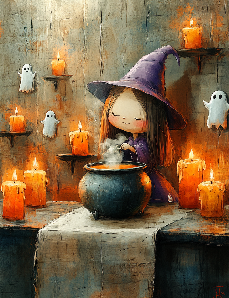 Midjourney Guide Prompts for Cute Halloween Cartoon Paintings