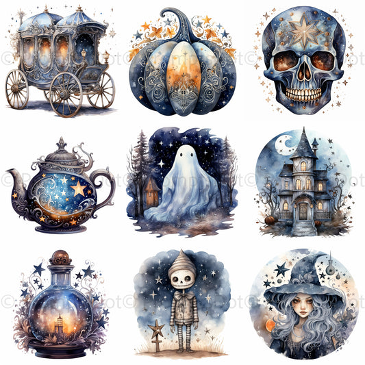 Cute Halloween Watercolors Illustrations Midjourney Prompt Commercial Use