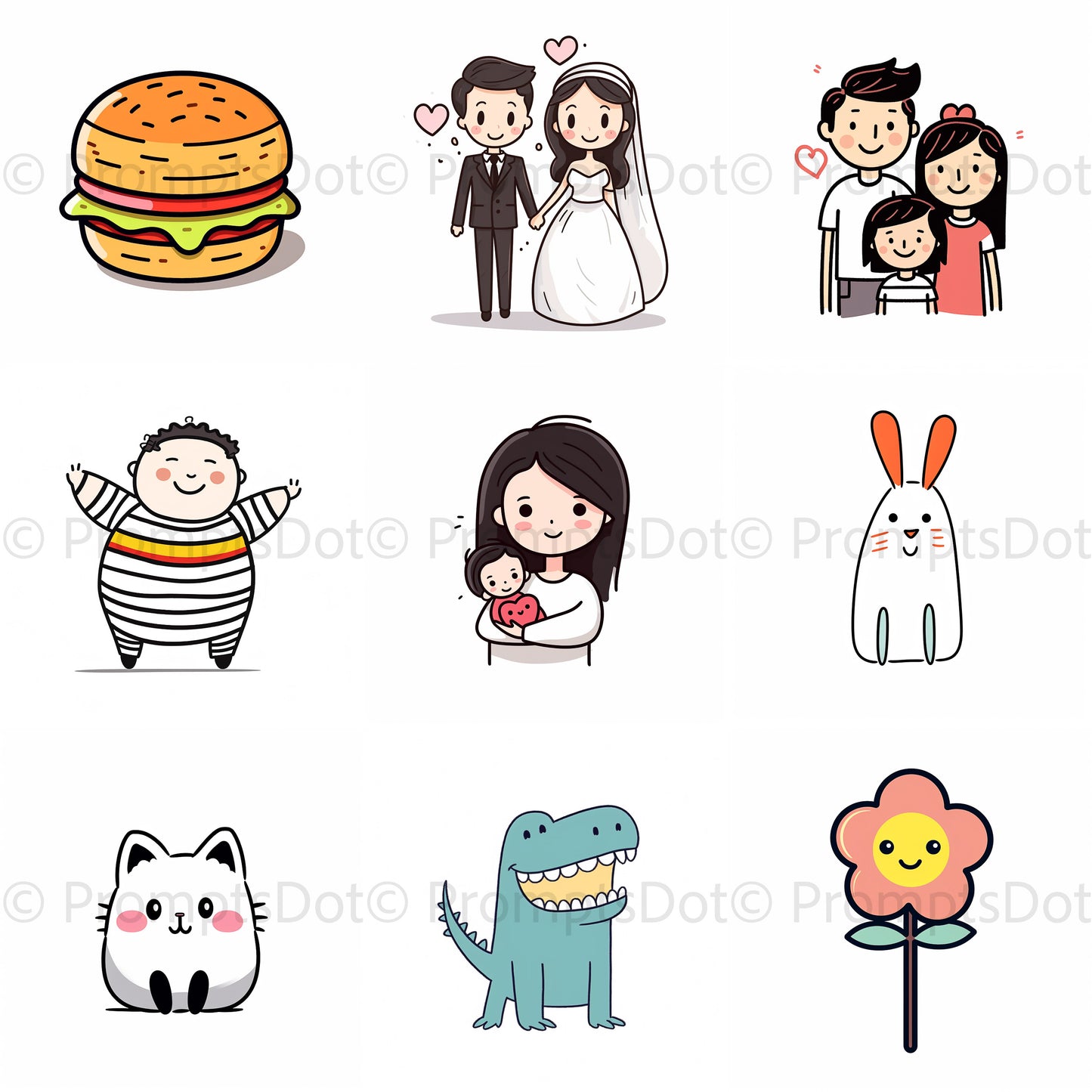 Cute Icons Simple Drawings Cute Vectors Midjourney Prompt Commercial Use