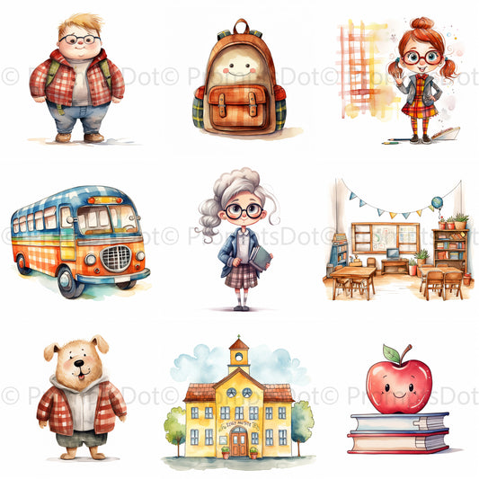 Cute School Watercolors Midjourney Prompt Commercial Use