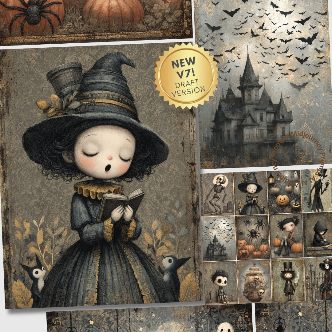 Midjourney V 7 Prompts for Cute Steampunk Gothic Halloween 