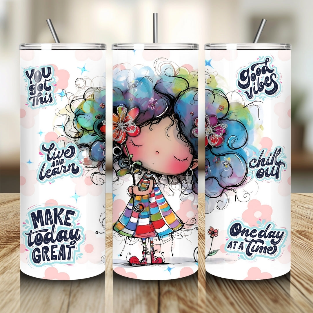 Cute Quirky Girl Tumbler Wrap Affirmations Tumbler