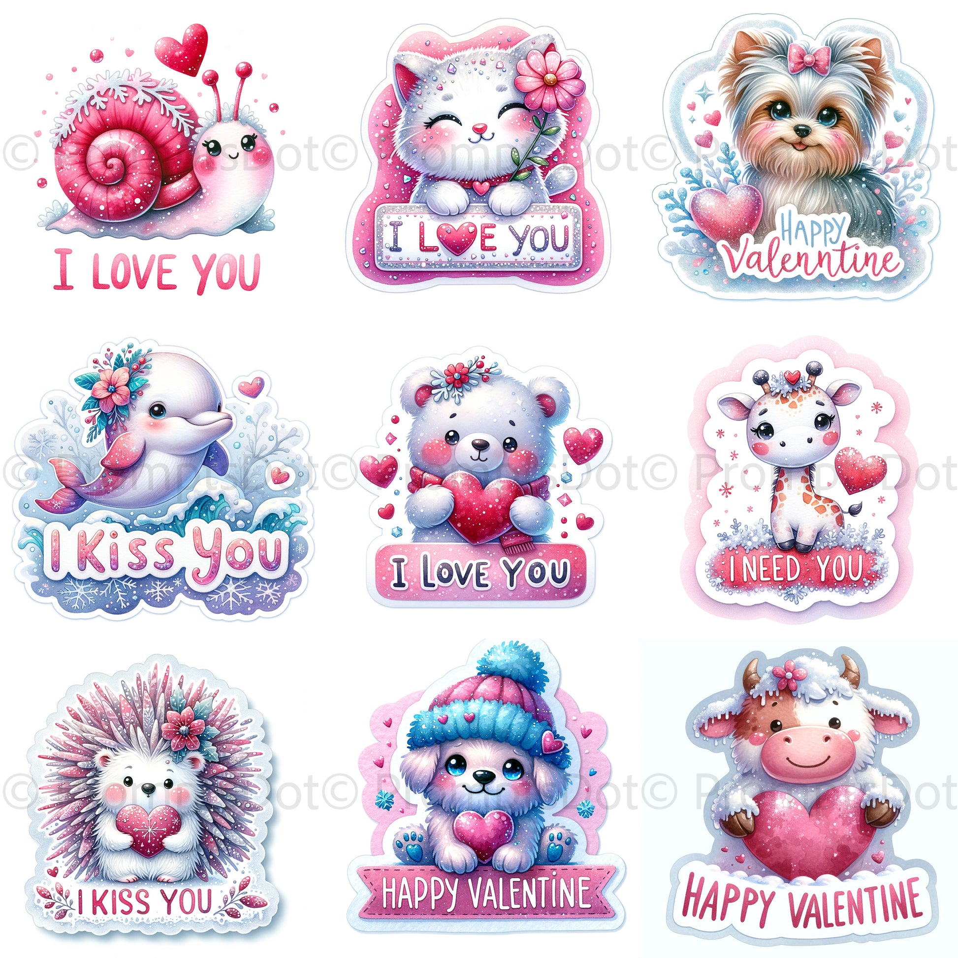 Cute Valentines Illustrations With Text DALLE3 DALLE Prompt