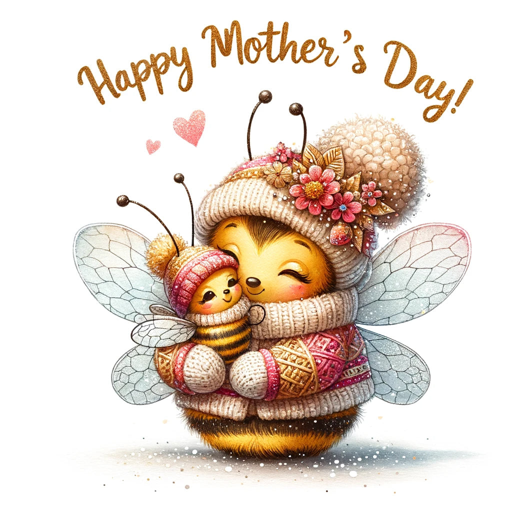 a bee DALLE3 Prompt For Mothers Day Greetings Cards