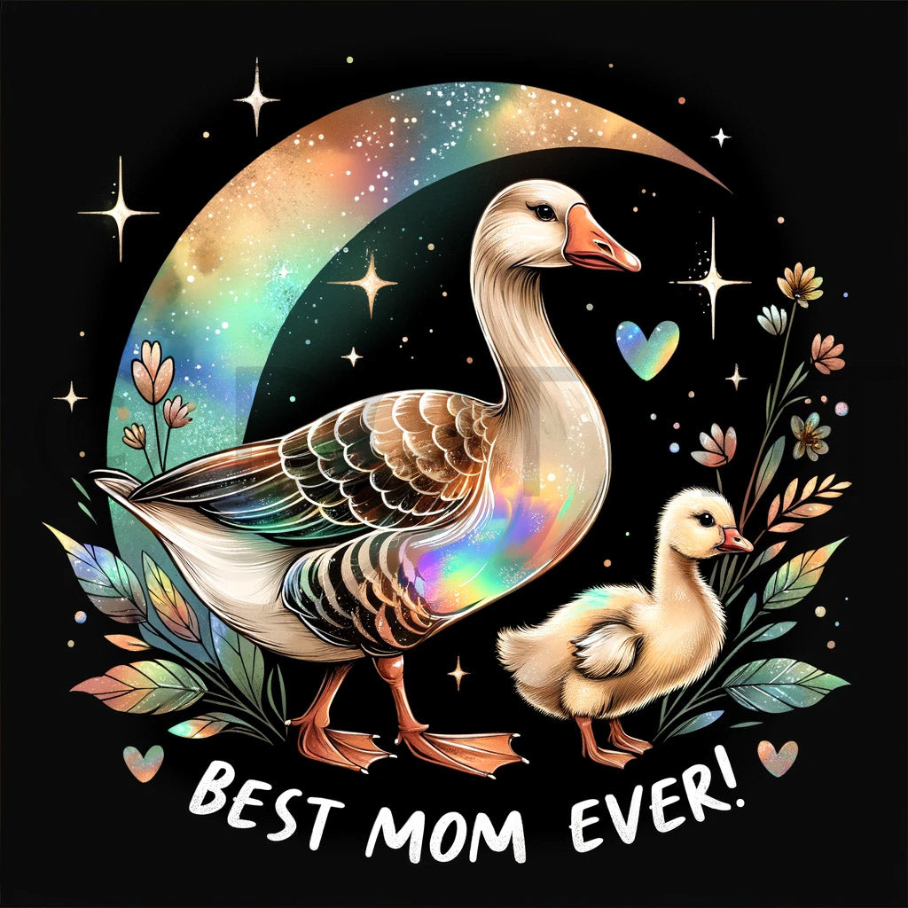 A cute goose with a cub DALLE3 DALLE Prompt For Mothers Day Illustrations