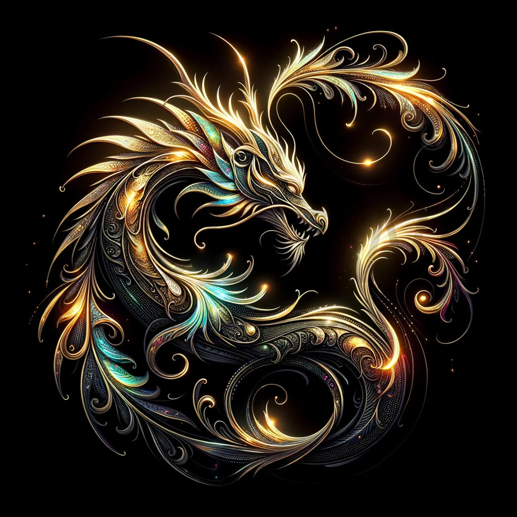a dragon Glowing Silhouette T-shirt Design