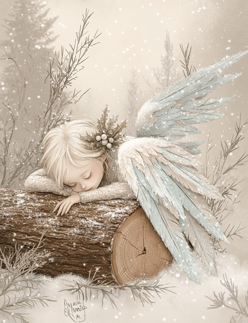 Midjourney V 6.1 Prompts for DUAL Alabaster White Christmas Pages