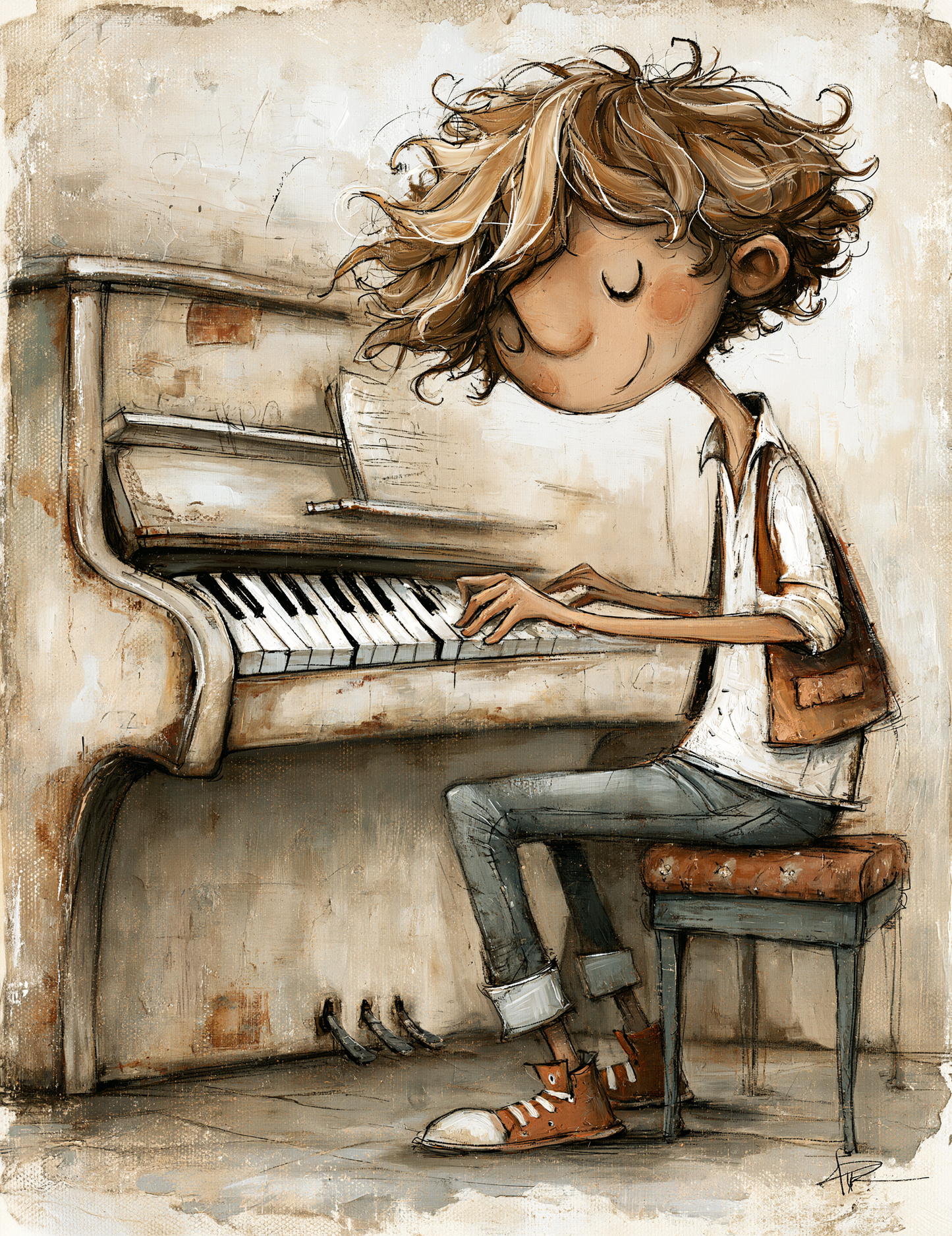 Midjourney V 8.1 Prompts for DUAL Boy the Musician Genius Pages