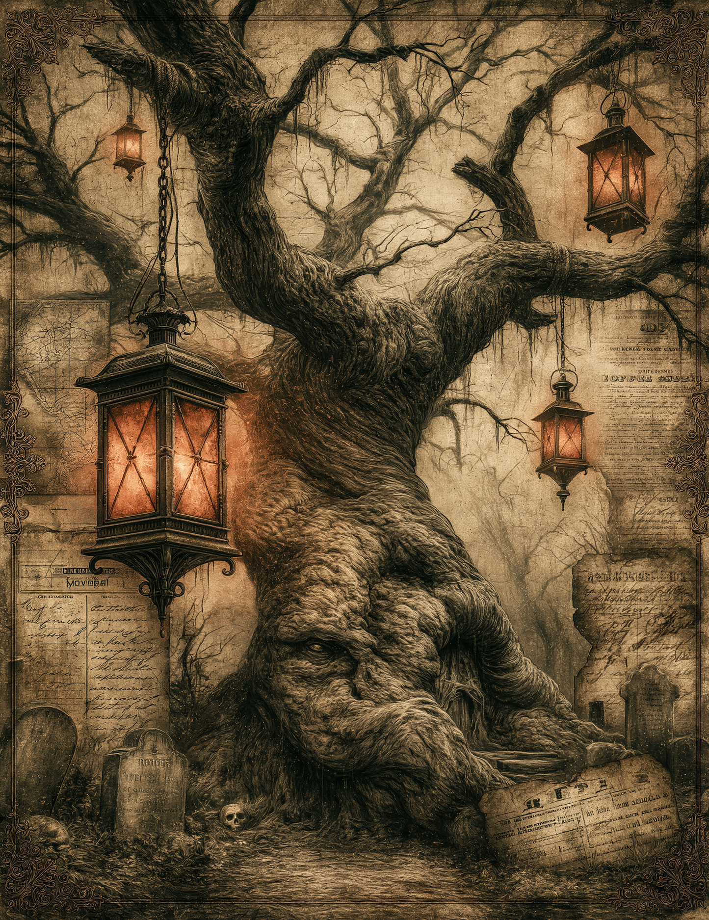 Midjourney V 8.1 Prompts for DUAL Cemetery Tales Digital Pages