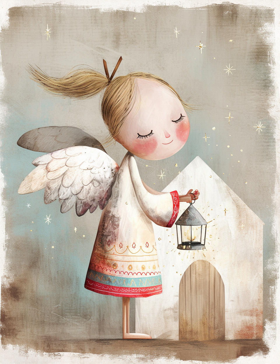 Midjourney NIJI Prompts for DUAL DUAL Christmas Angel Junk Journal Pages