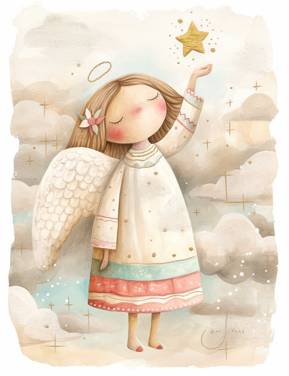 Midjourney NIJI Prompts for DUAL DUAL Christmas Angel Junk Journal Pages