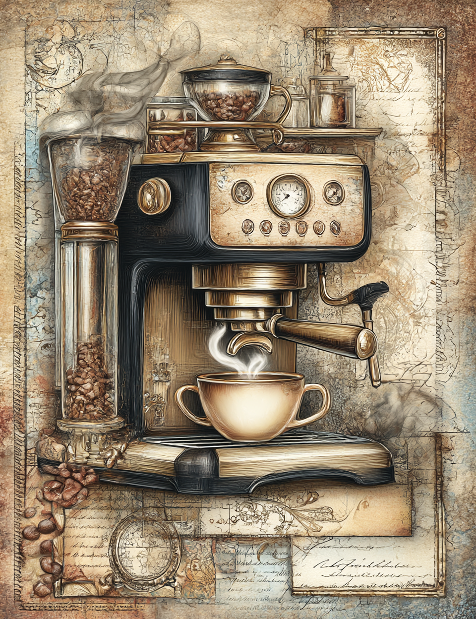 Midjourney V 7 Prompts for DUAL Coffee Stains Junk Journal Pages