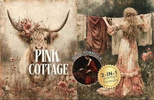 Midjourney V 8.2 Prompts for DUAL Cottage Life in Old Pink