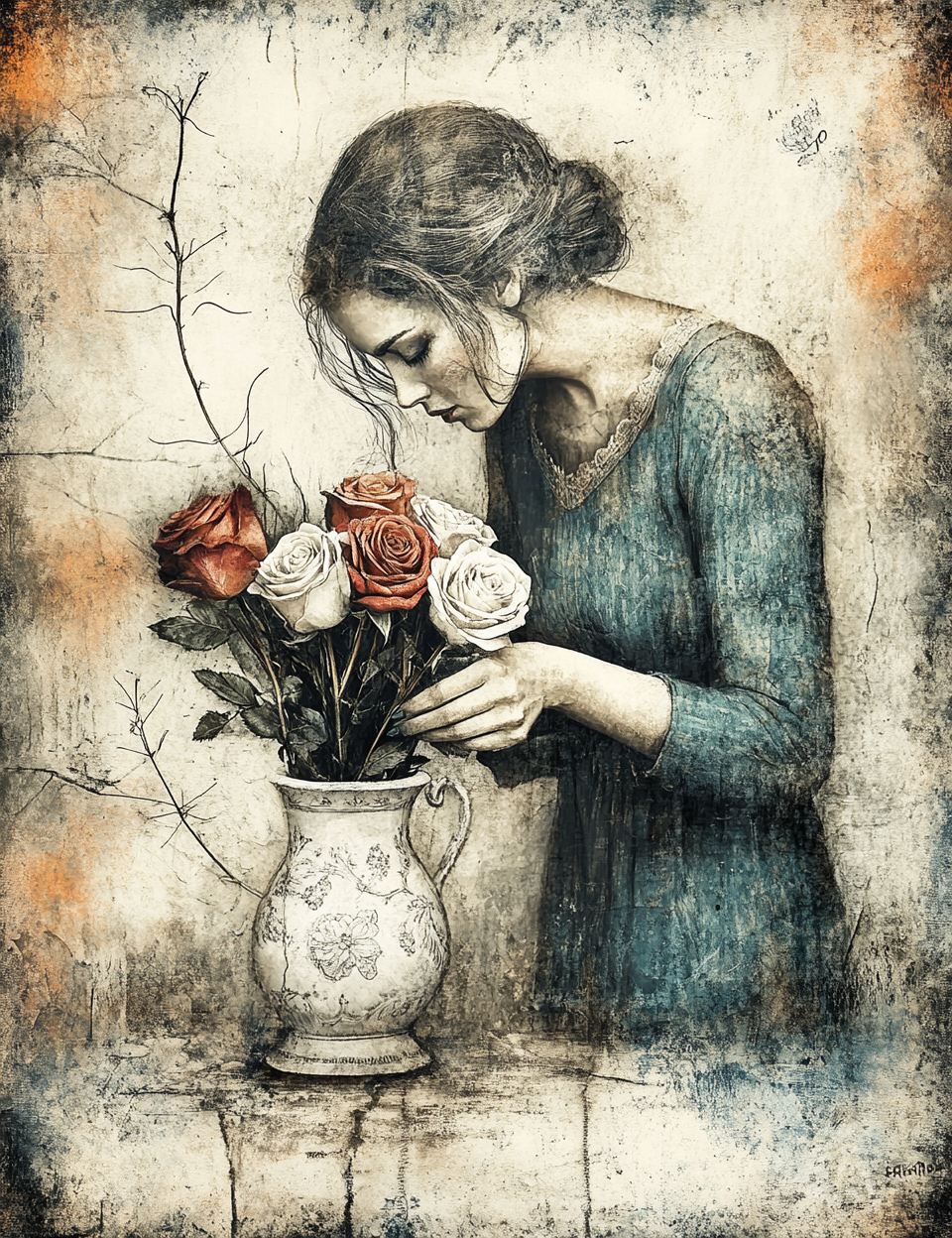 Midjourney V 6.1 Prompts for DUAL Distressed Chateaucore Junk Journal