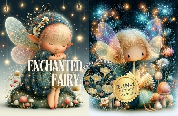 Enchanted fairy-themed product with fairytale elements and 'Enchanted Fairy' branding.