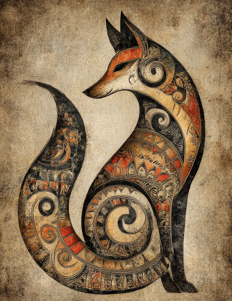 Midjourney V 7 Prompts for DUAL Folk Stamps Tribal Papers