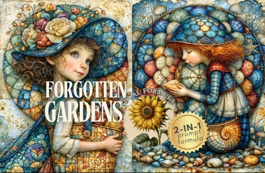 Midjourney V 8.1 Prompts for DUAL Nature Forgotten Gardens Digital Papers