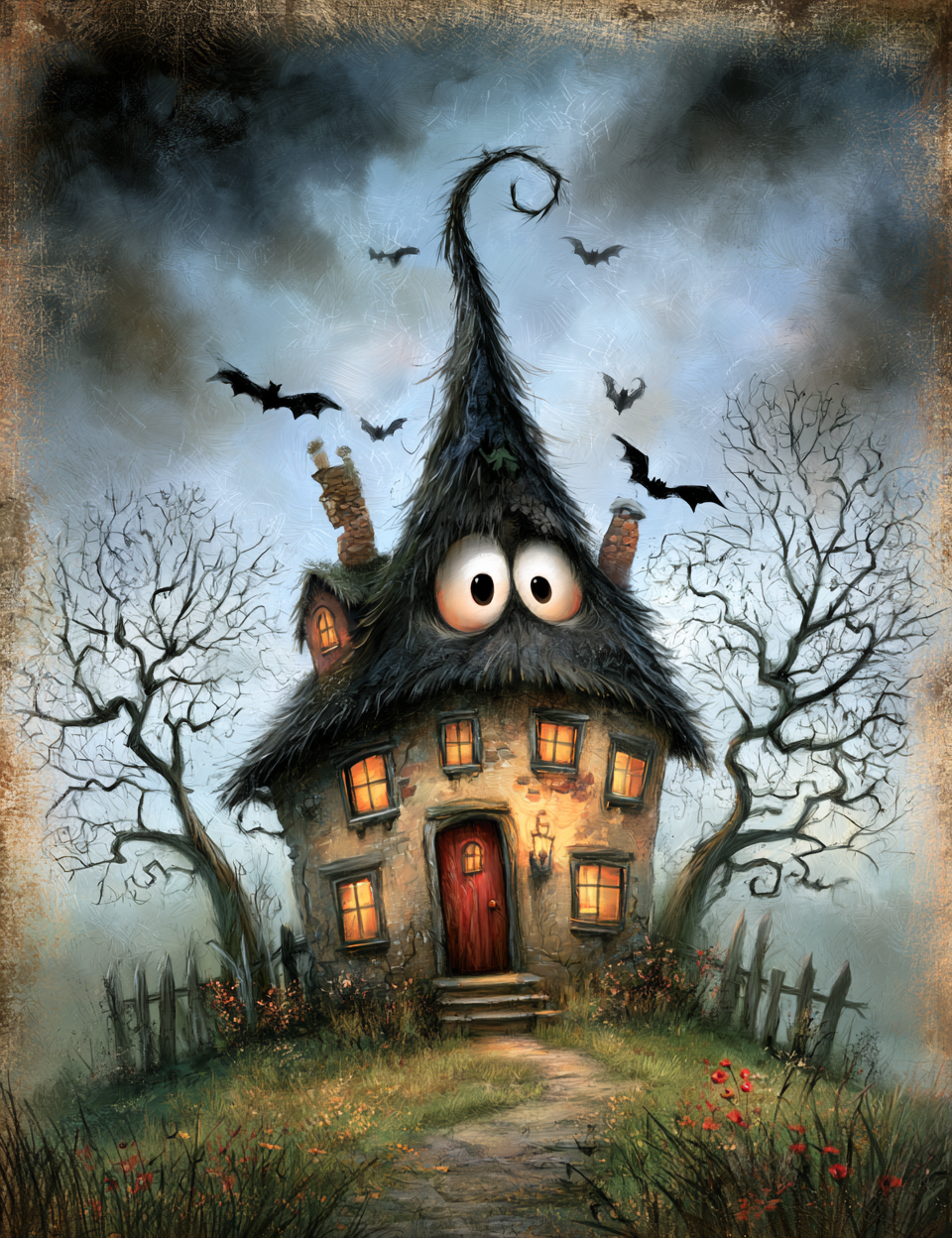 Midjourney V 8.2 Prompts for DUAL Funny Sweet Halloween Pages