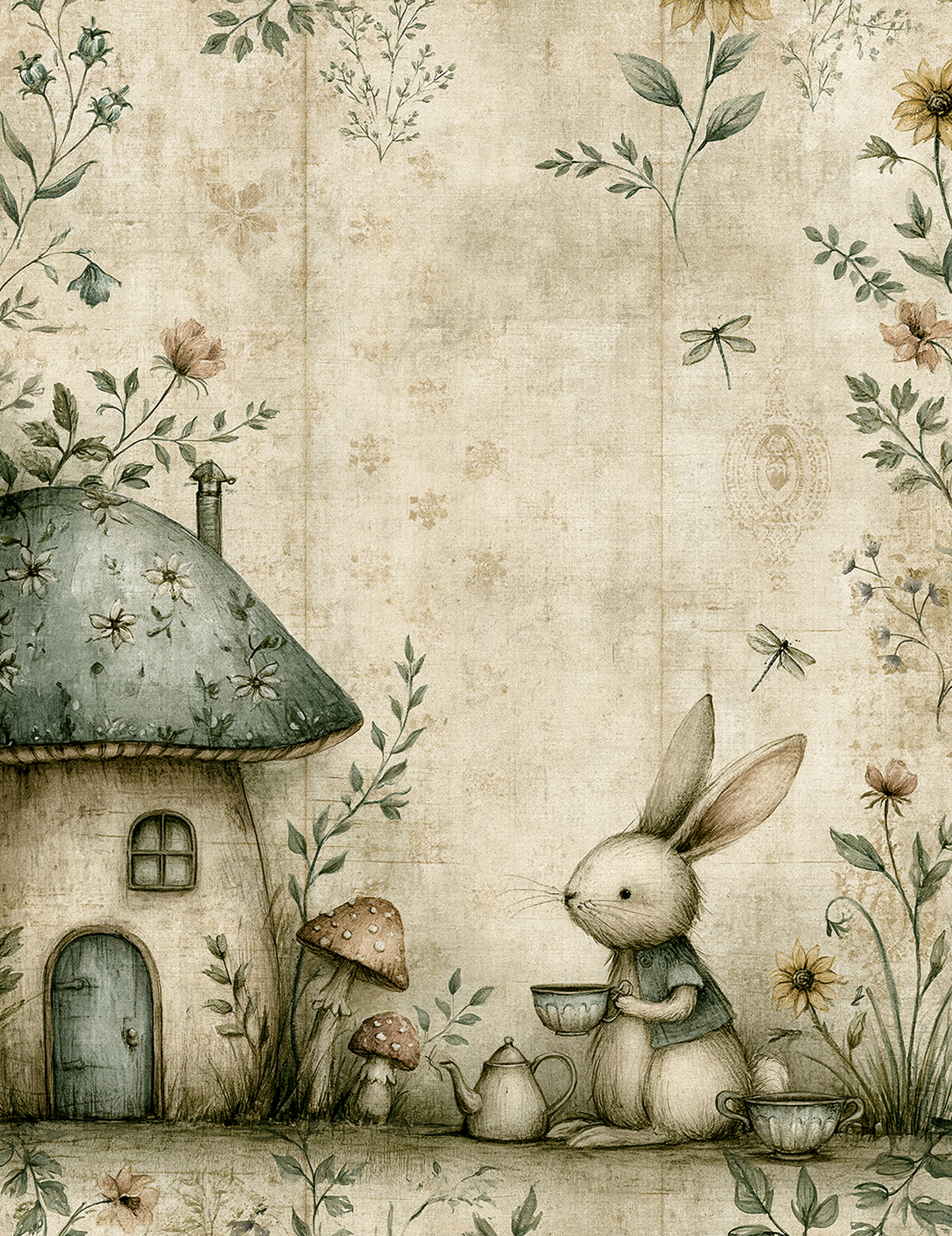 Midjourney V 8.1 Prompts for DUAL Green Whimsical Garden Vintage Pages