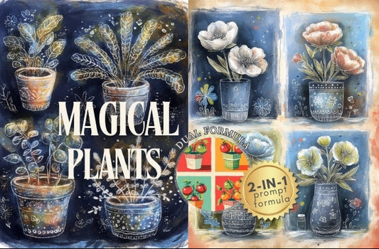 Product packaging for 'Magical Plants' with illustrations of plants and a lemon.