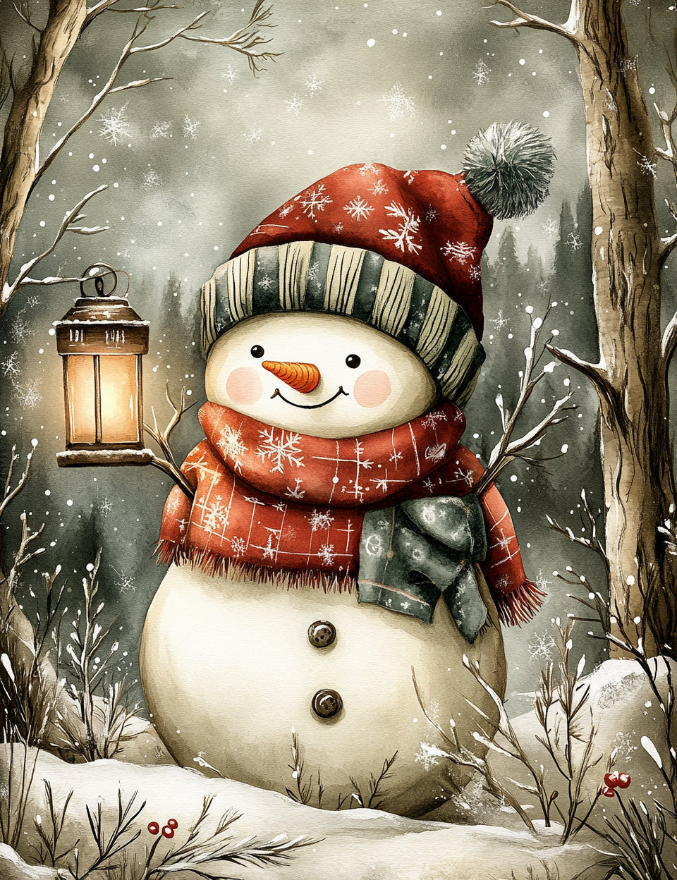 Midjourney V 6.1 Prompts for DUAL Merry Christmas Classical Watercolor