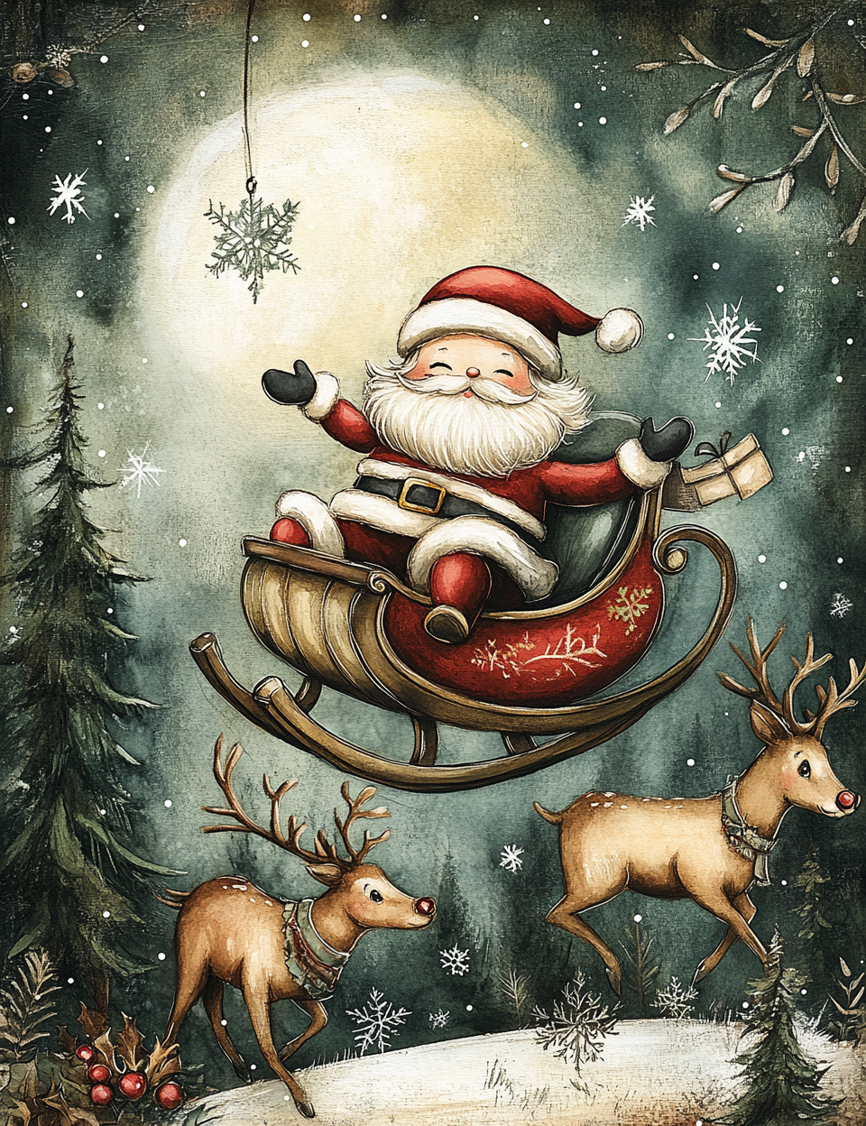 Midjourney V 6.1 Prompts for DUAL Merry Christmas Classical Watercolor