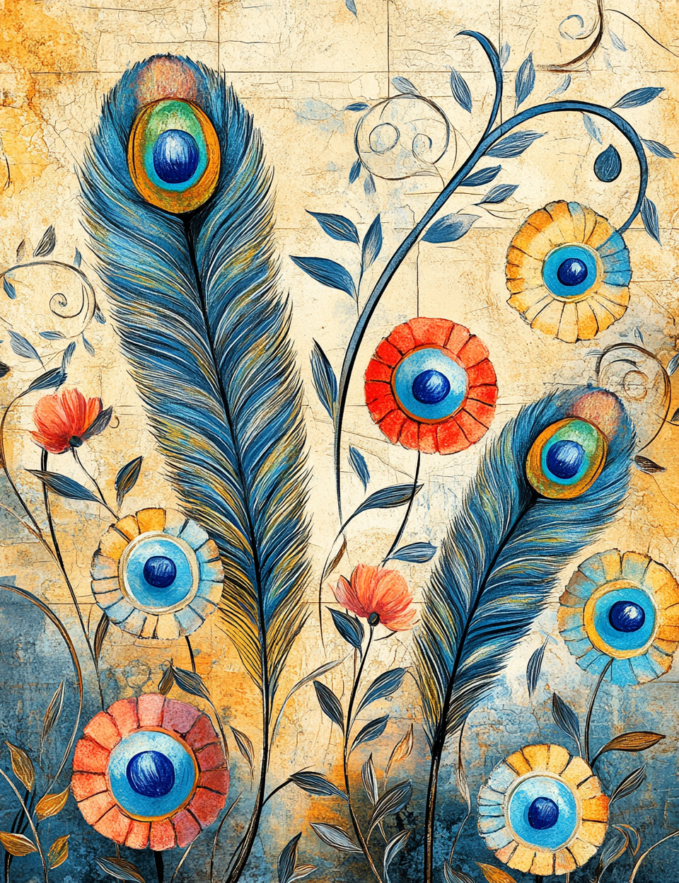 Midjourney V 6.1 Prompts for DUAL Peacock Junk Journal Pages Kit