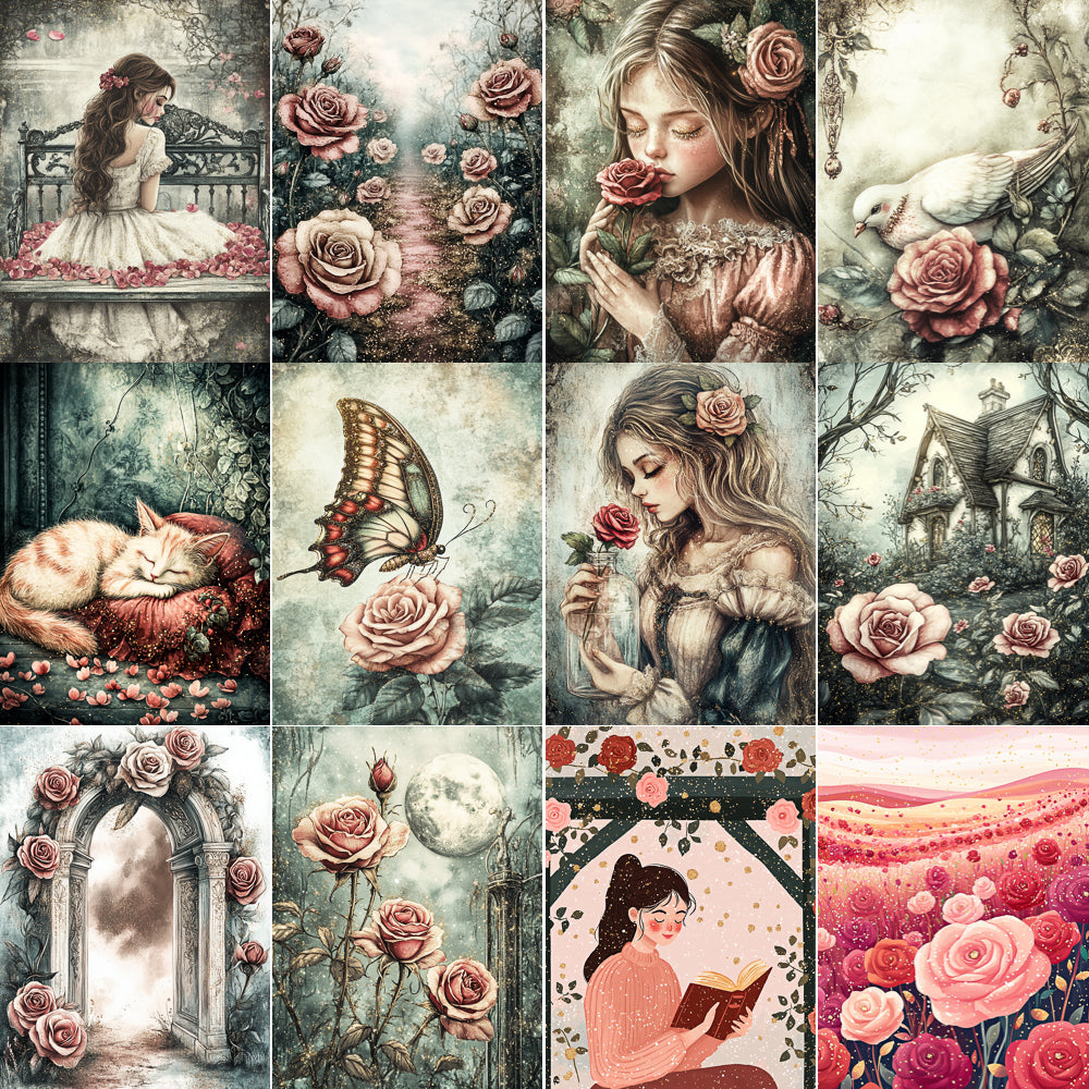 Midjourney V 6.1 Prompts for DUAL Petals of Roses Pages