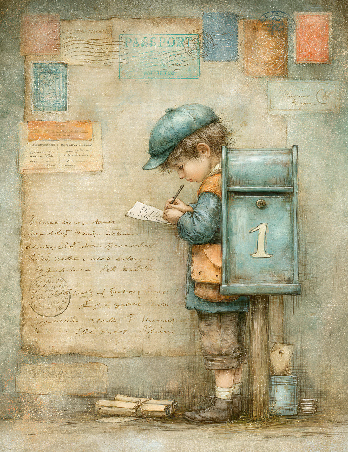 Midjourney V 8.1 Prompts for DUAL Postal Office Junk Journal Pages