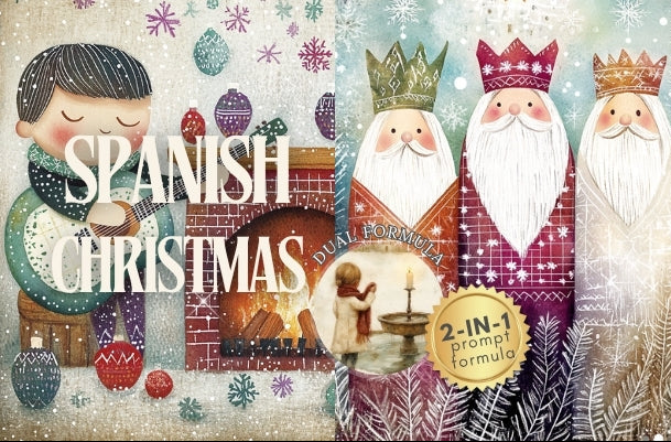 Book cover of 'Spanish Christmas' with illustrations of traditional figures and festive design.
