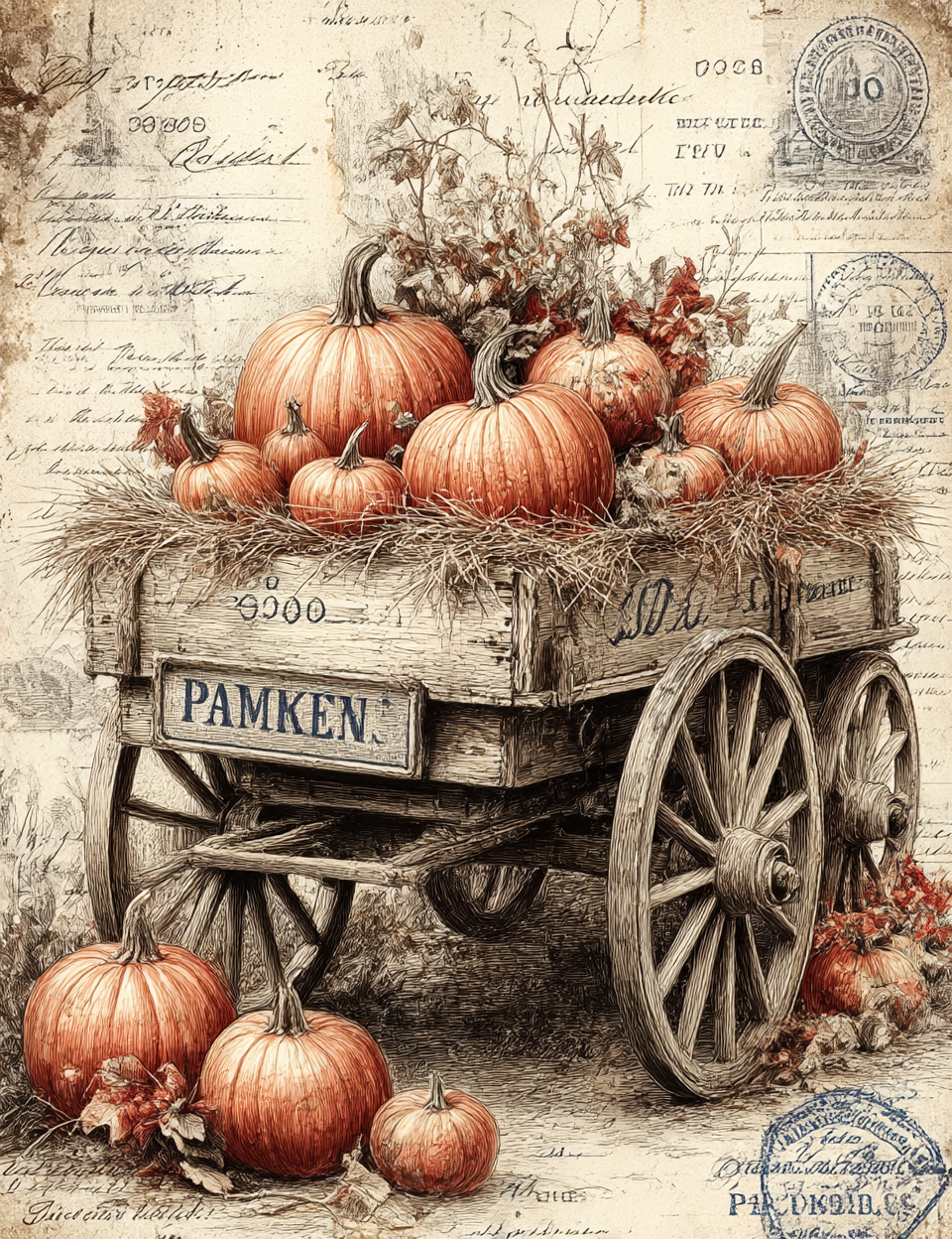 Midjourney V 7 Prompts for DUAL Pumpkin Patch Junk Journals