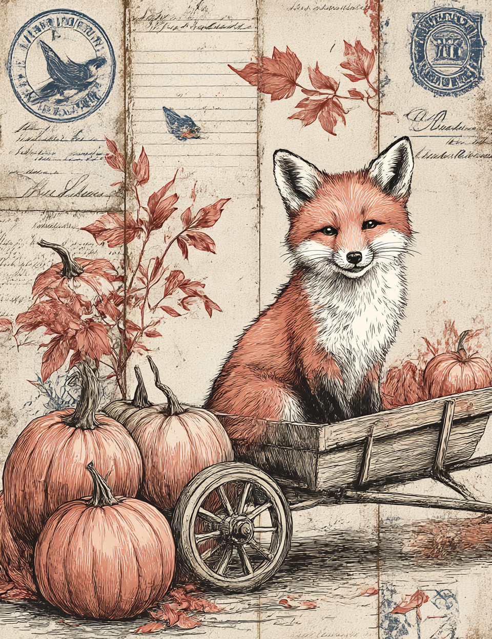 Midjourney V 7 Prompts for DUAL Pumpkin Patch Junk Journals