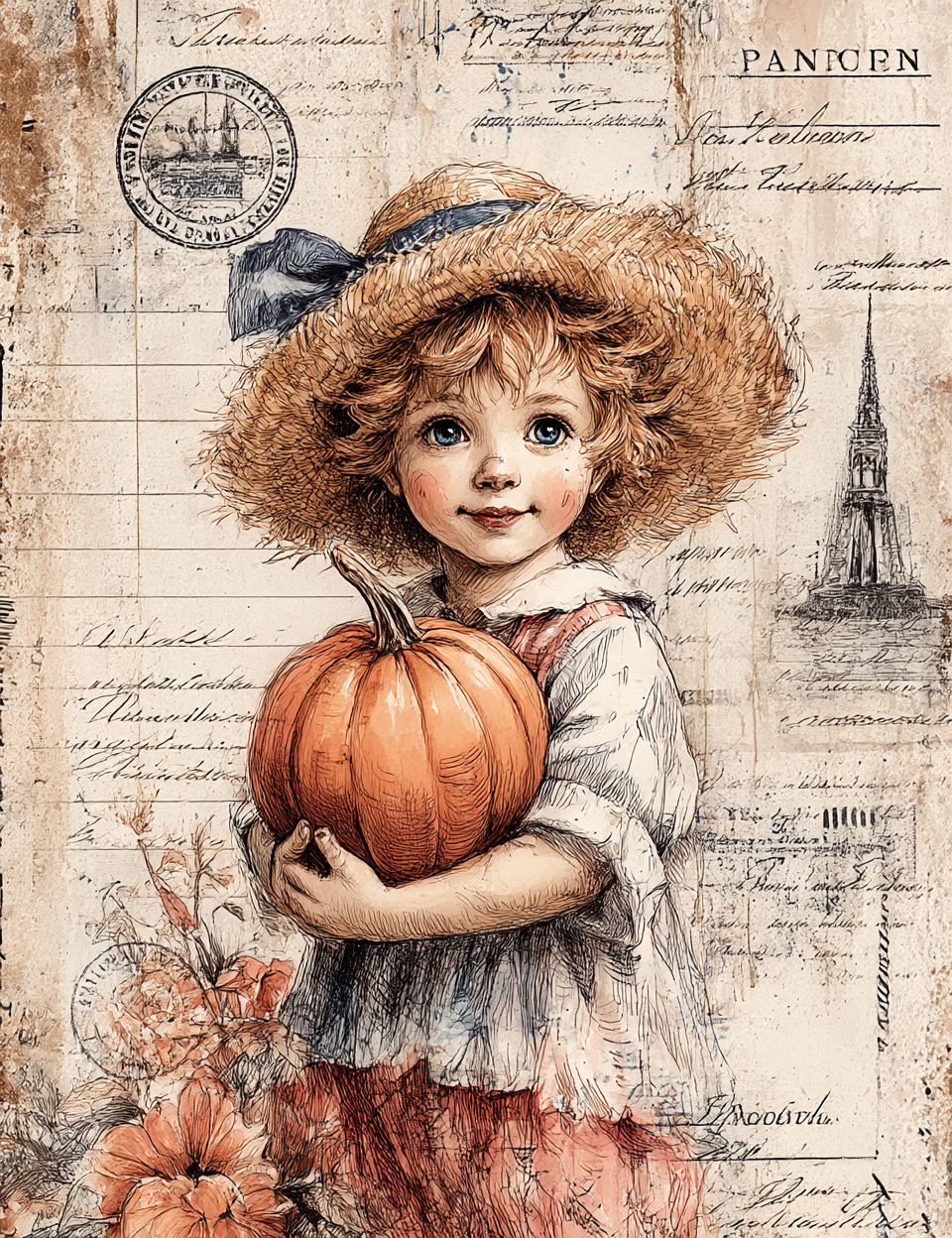 Midjourney V 7 Prompts for DUAL Pumpkin Patch Junk Journals