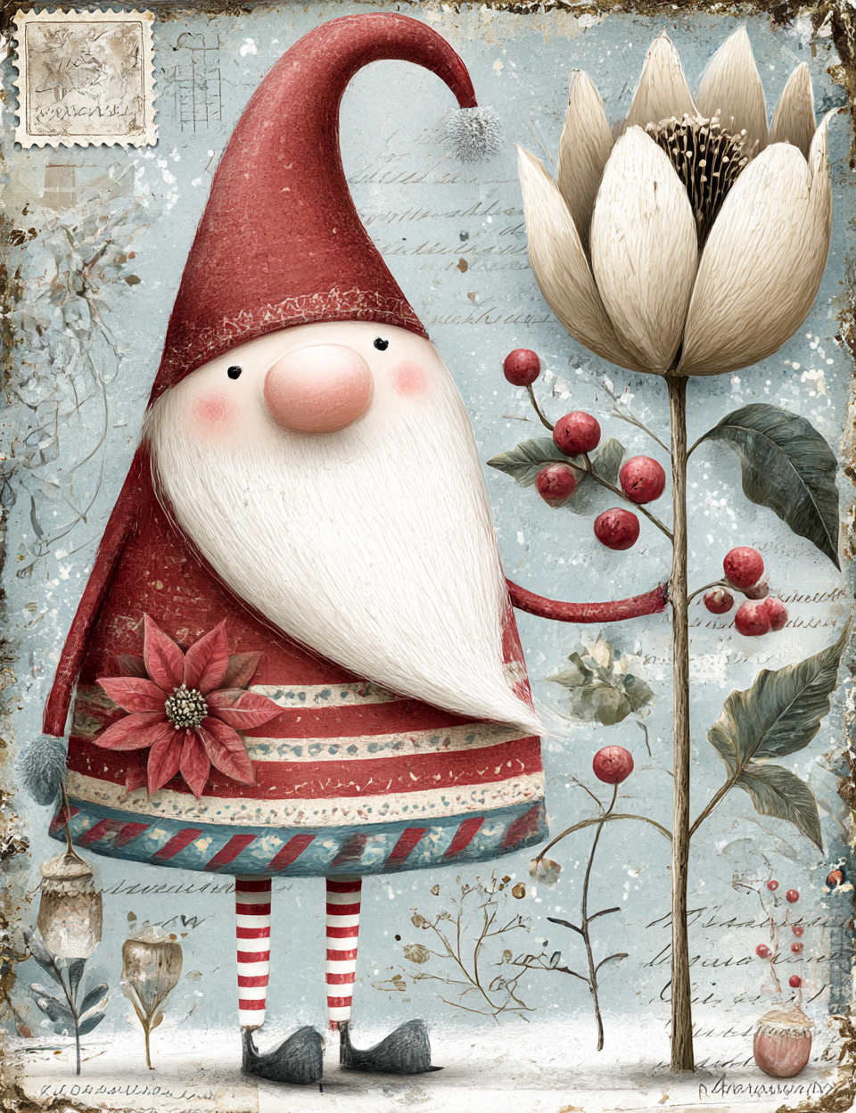 Midjourney V 7 Prompts for DUAL Quirky Christmas Postage Papers